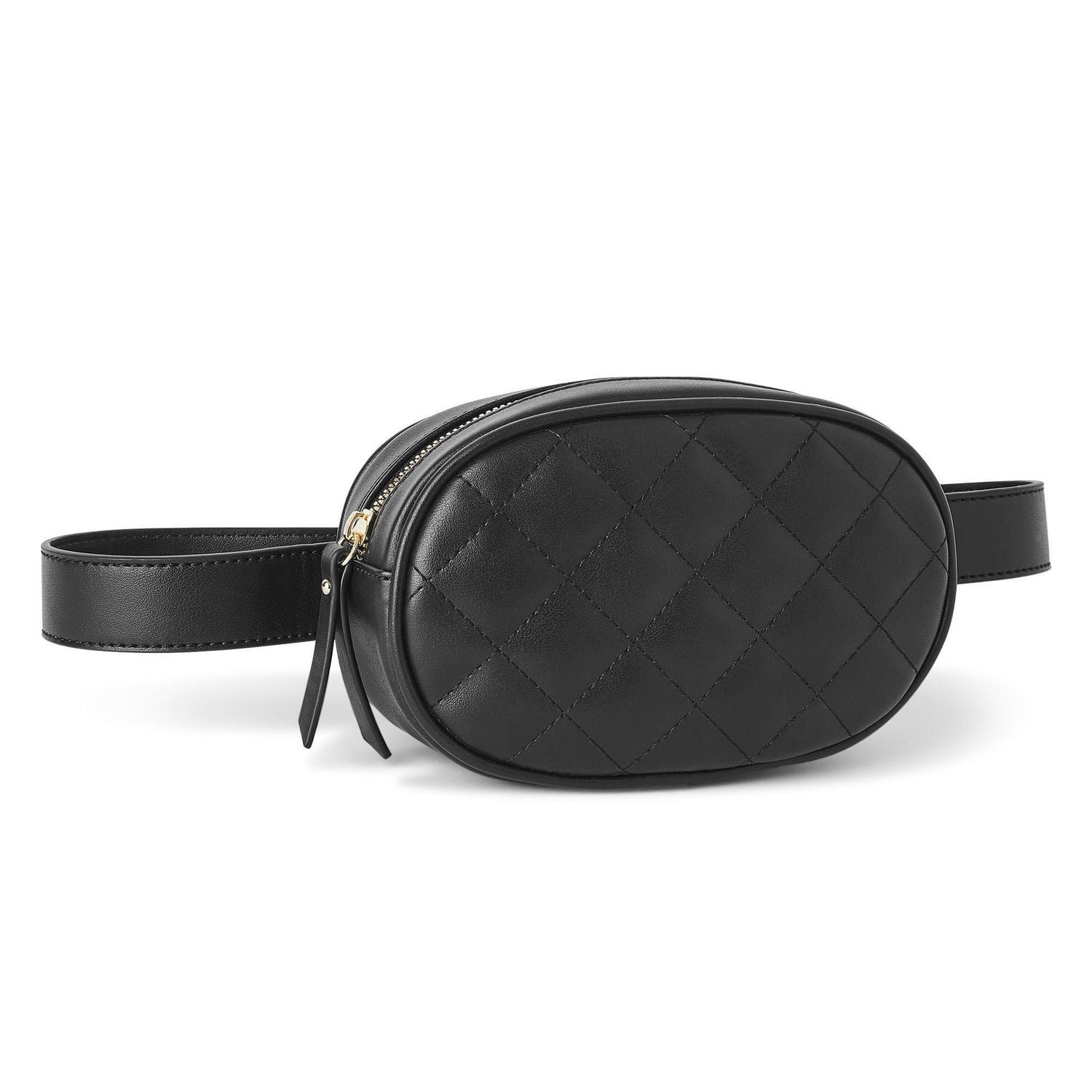 black quilted belt bag