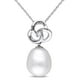 Pendentif stylisé Miabella avec perle d'eau douce cultivée blanche en forme de grain de riz de 9 à 9,5 mm et diamant en or blanc 10 k – image 1 sur 3