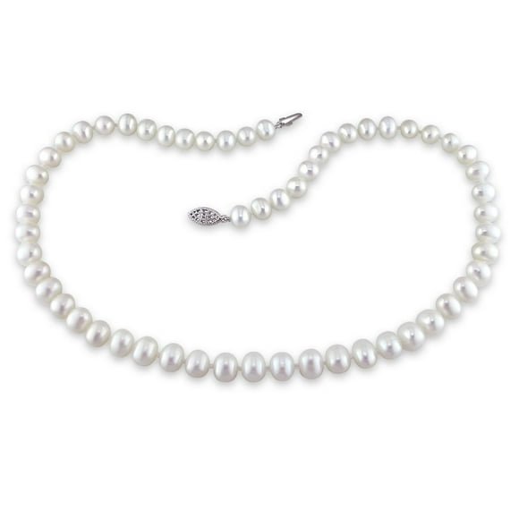 Miabella 6.5-7mm White Pearl Sterling Silver Strand Necklace