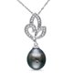 Pendentif stylisé Miadora avec perle noire tahitienne de 9 à 9,5 mm et diamants 0,10 ct poids total en or blanc 10 k – image 1 sur 3