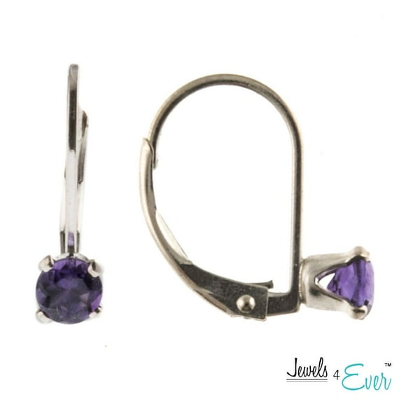 Jewels 4 Ever Genuine 4 mm Amethyst 925 Sterling Silver Earrings