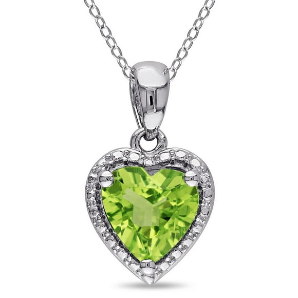 Pendentif en forme de cœur Tangelo avec péridot 1,33 ct pbt en argent sterling