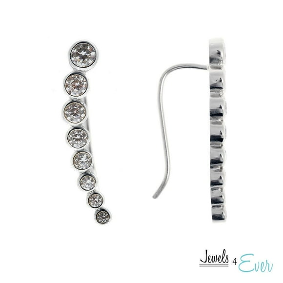 Jewels 4 Ever Sterling Silver CZ Ear Climber