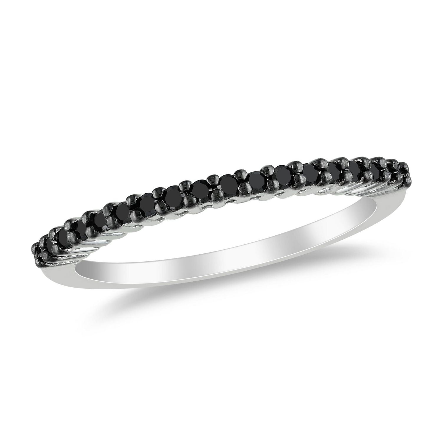 Asteria 0.20 Carat T.W. Black Diamond 10 K White Gold Anniversary Ring