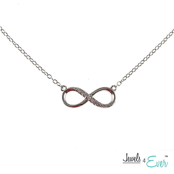 Collier en argent sterling avec symbole de l'infini Jewels 4 Ever serti de pierres de zircone cubique