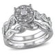 Ensemble nuptial de style auréole infini avec diamants de 0,20 ct poids total en argent sterling de Miabella – image 1 sur 5