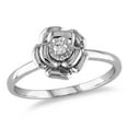 thumbnail image 1 of Miabella Diamond Accent Sterling Silver Flower Ring, 1 of 5
