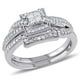 Ensemble nuptial Miabella avec diamants de coupe princesse et ronde 0,33 ct poids total en or blanc 10 k – image 1 sur 5