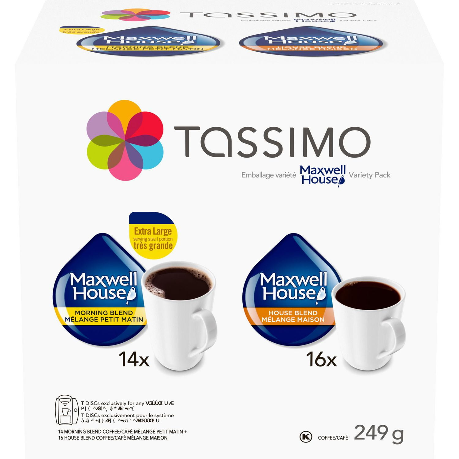 Tassimo Maxwell House Coffee Variety Pack (Morning Blend & House Blend ...