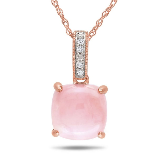 Pendentif Tangelo avec opale rose 1,33 ct PBT et accents de diamants en or rosé 10 k, 17 po