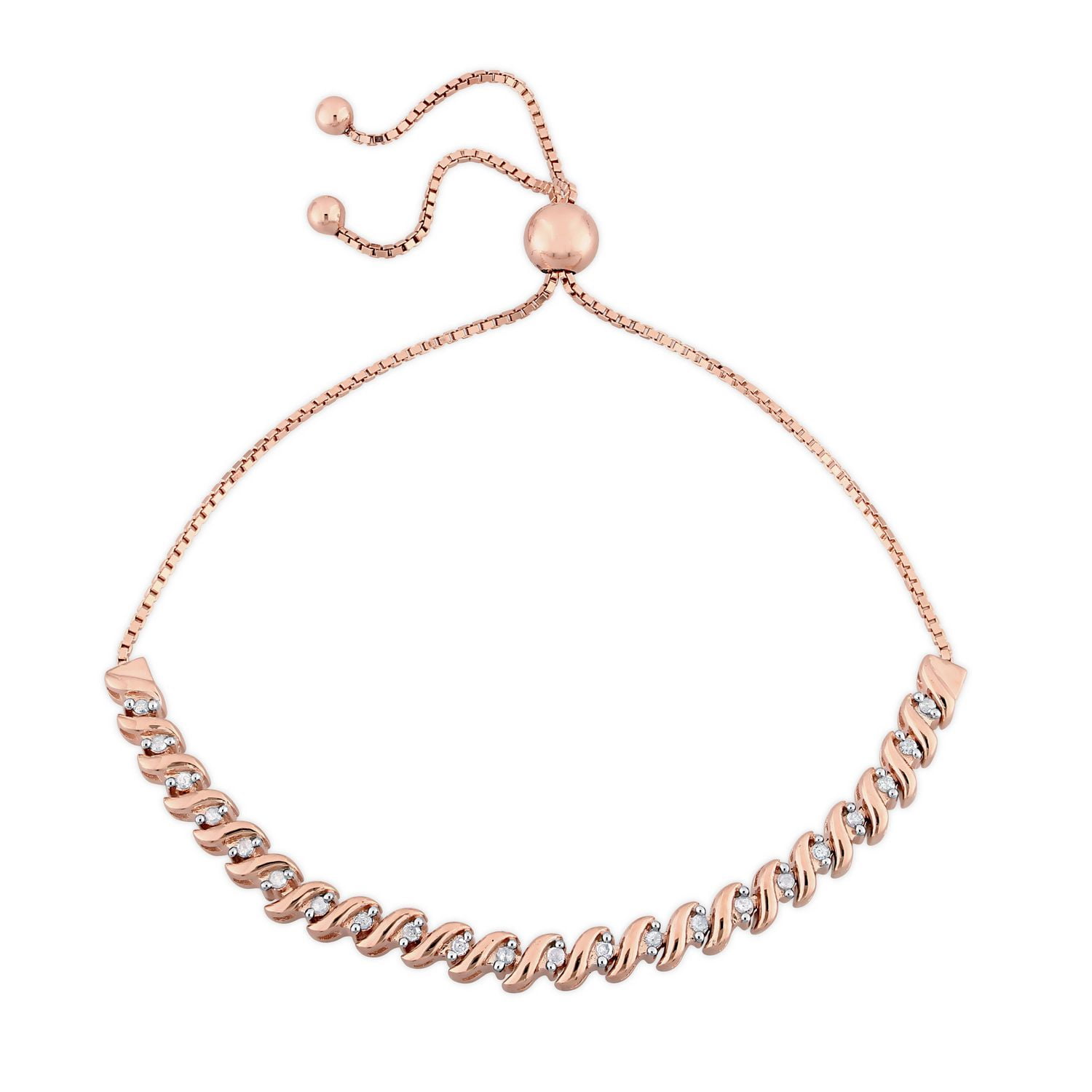 Bracelet Miabella avec diamants 0,25 CT poids total en argent sterling plaqué de rhodium rosé de 9,5 po