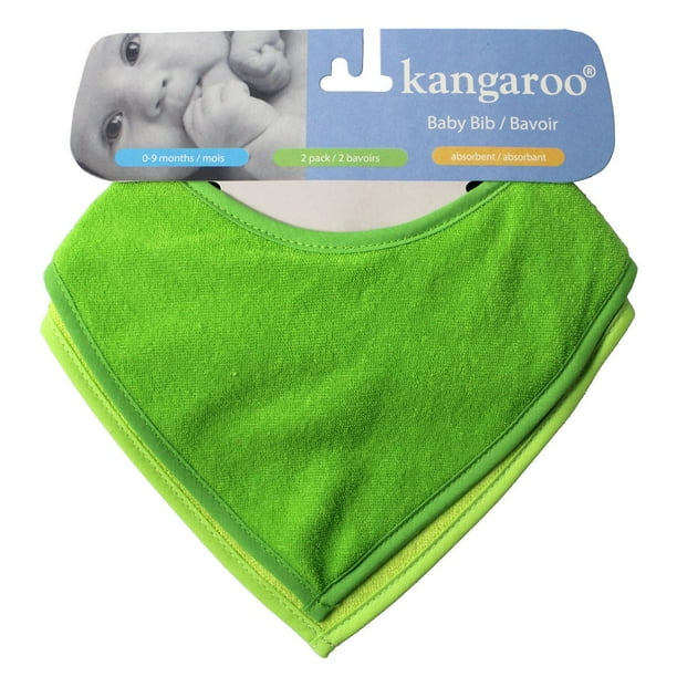 Bavoir mouchoir de tête de Kangaroo pour bébé, vert - paq. de 2