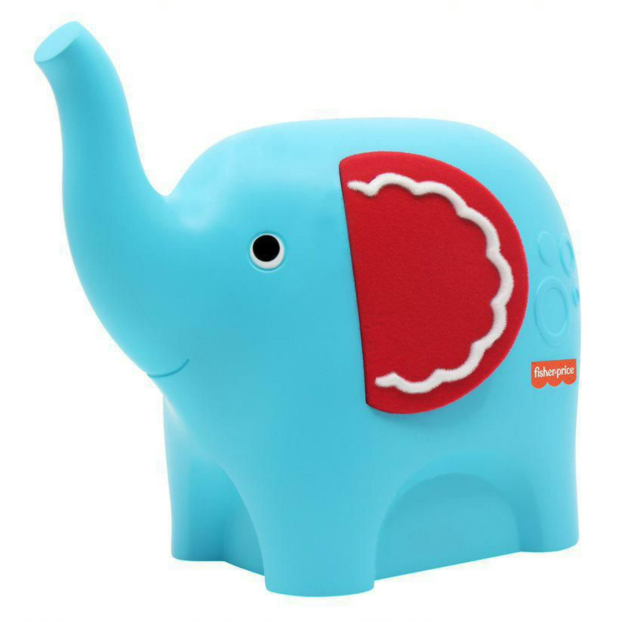 Blue elephant toy on wheels with red string to pull Stock Photo