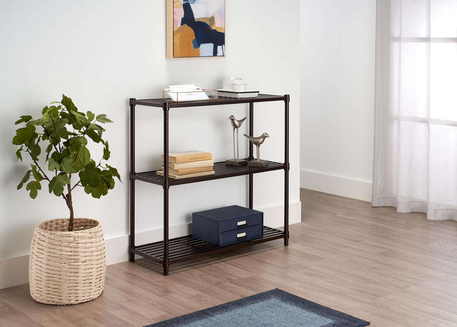 TRINITY 3Tier Slat Shelving Rack 36” X 14” X 35” Dark Bronze