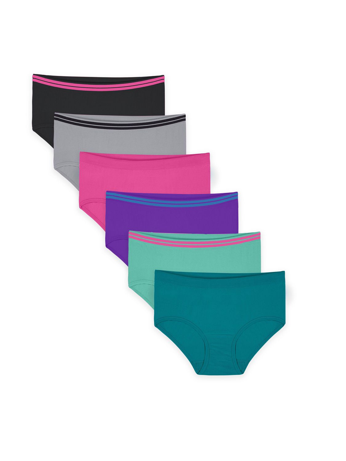 Fruit of the Loom Girls' Seamless Brief Underwear, 6-pack, Sizes 6
