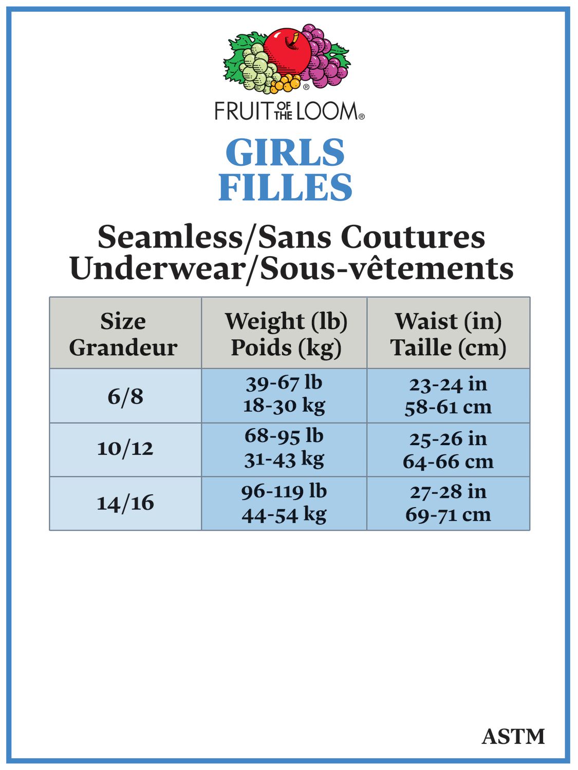 Fruit of the Loom Girls' Seamless Brief Underwear, 6-pack, Sizes 6