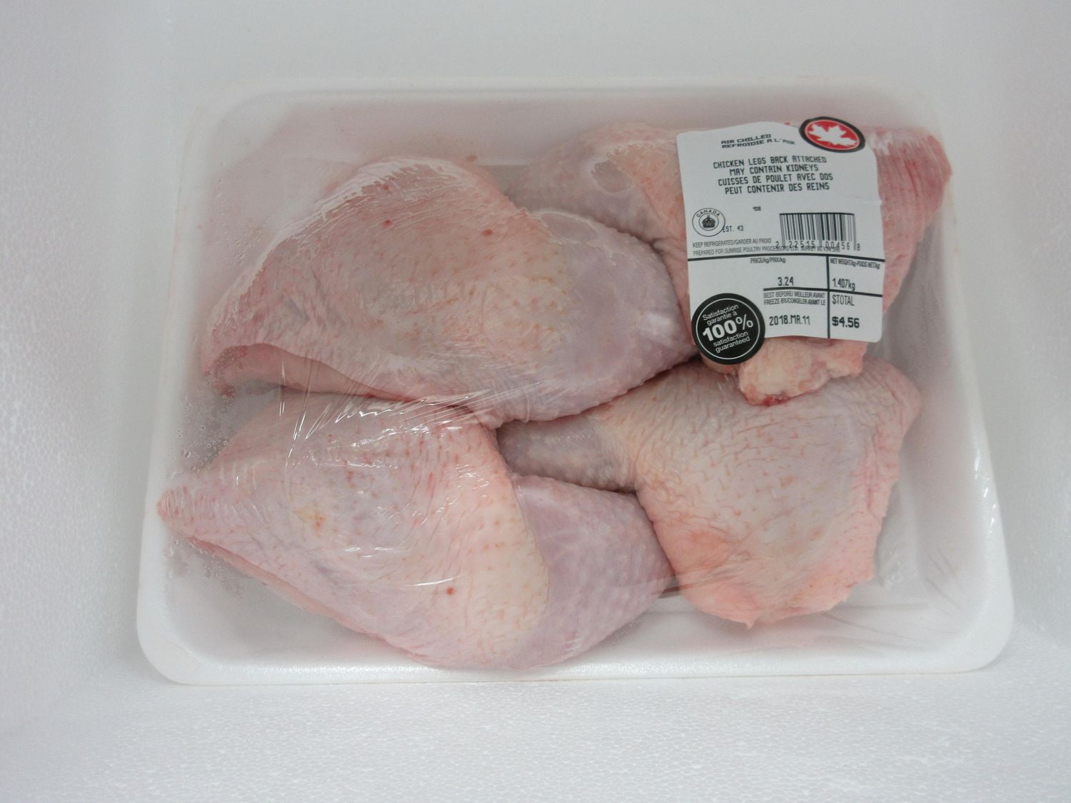 Generic Chicken Legs Back Attached, 4 Pieces per Tray, 1.407 kg, 0.85 - 0.90 KG