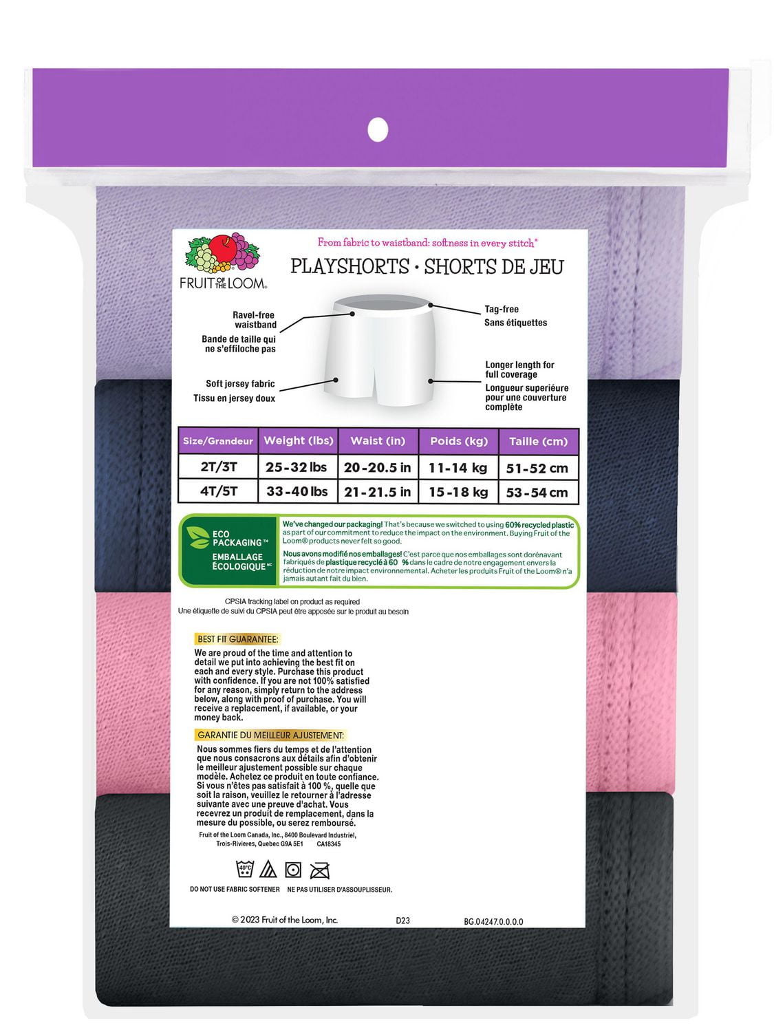 Toddler Girls' Cotton Blend Playshorts, Pack of 4, 2T – 5T