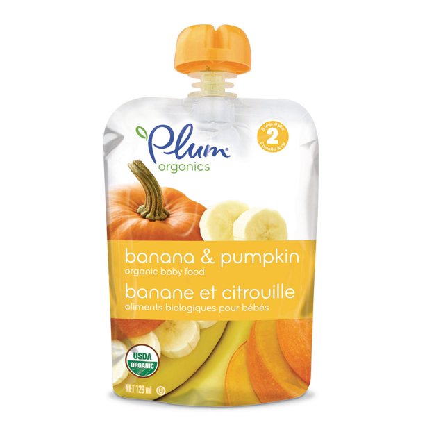 Plum® Organics Aliments biologiques pour bébés -banane et citrouille, 128 ml