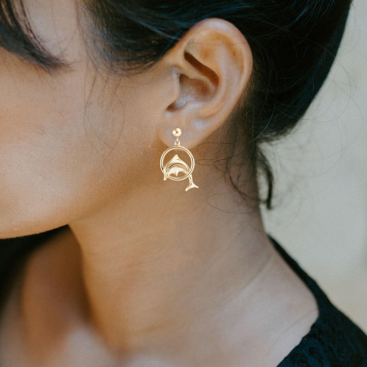 Quintessential10k Gold Dolphin Stud Earrings