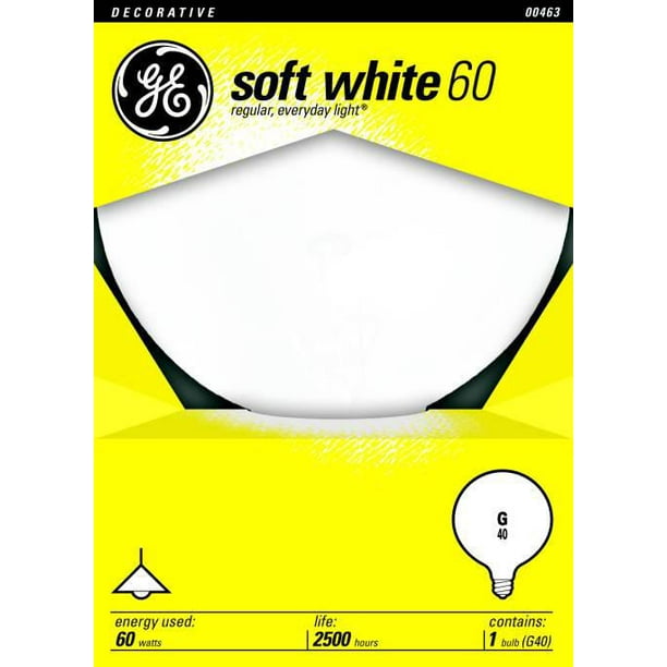 Lampe éconergétique G40 blanc doux GE 60 W – paquet de 1