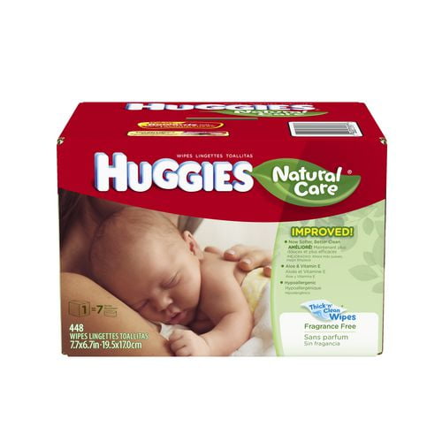 Huggies Natural Care 7x - Carton de recharges , 448 unités