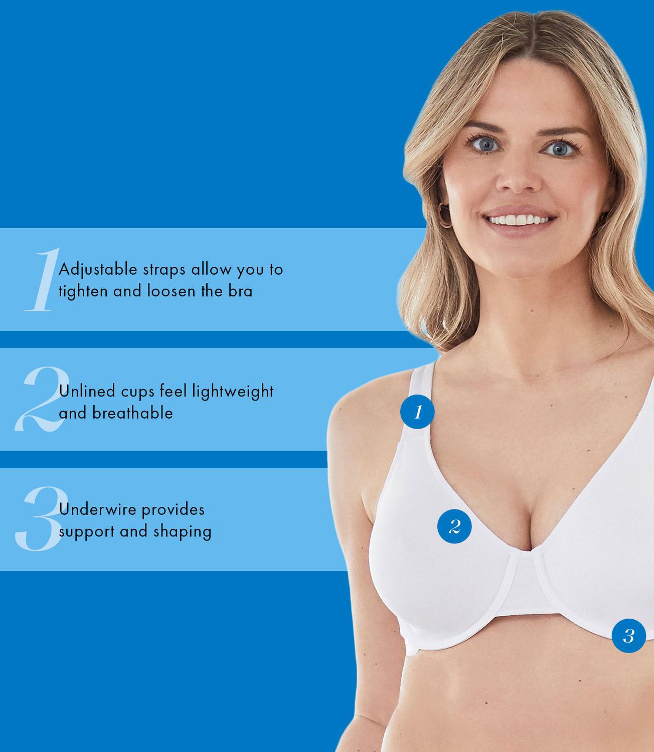 Bestform 9700100 Soutien-gorge t-shirt extensible en coton non doublé avec soutien à armatures