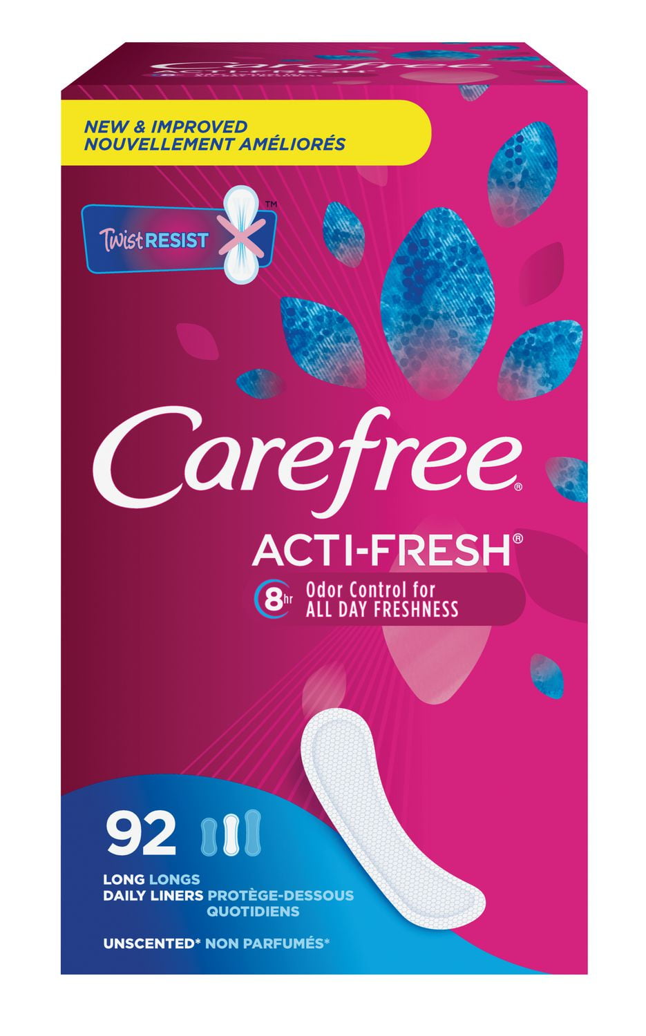 Carefree ActiFresh Body Shape Long Panty Liners Walmart Canada