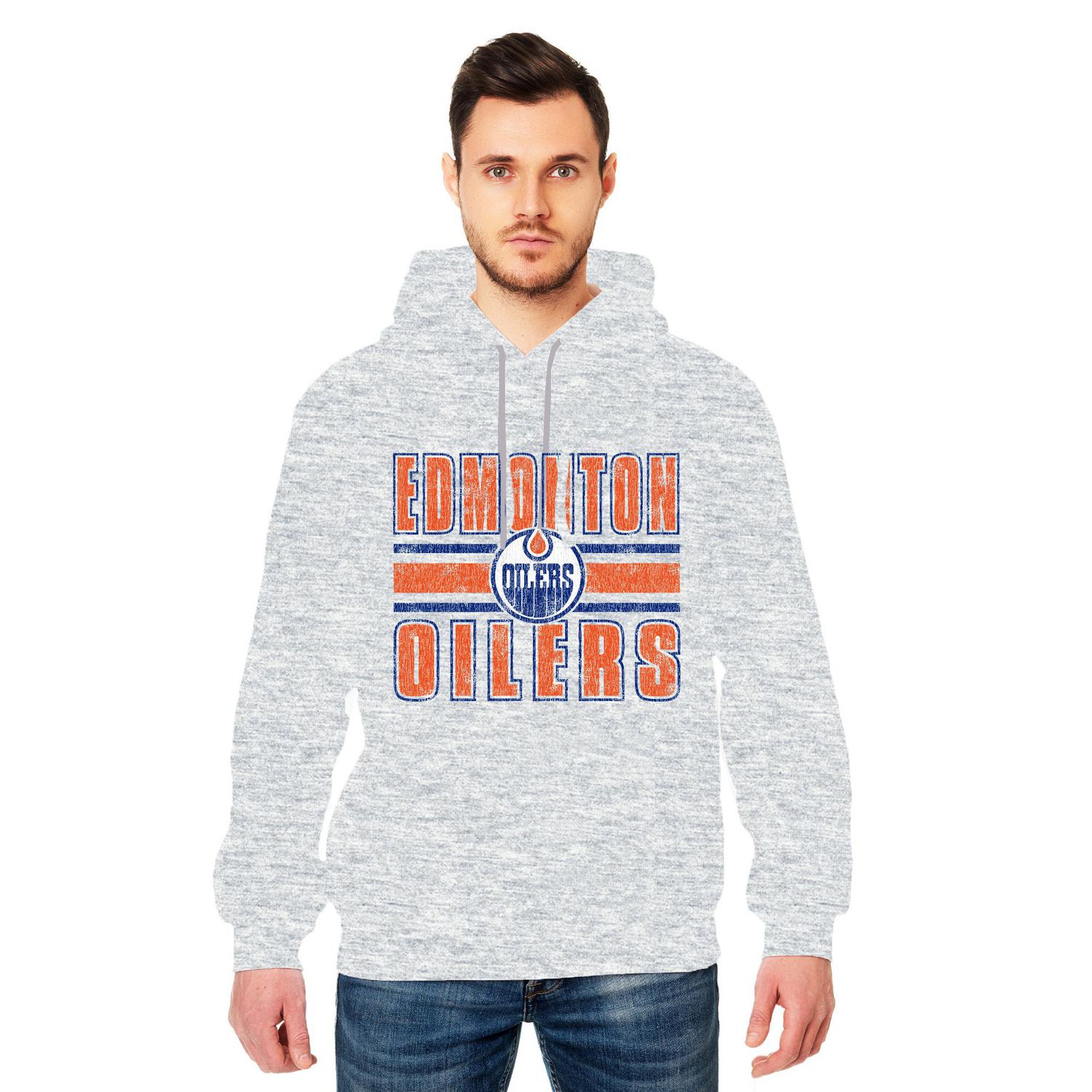 Gildan Edmonton Oilers Logo Pullover Hoodie Sport Grey L
