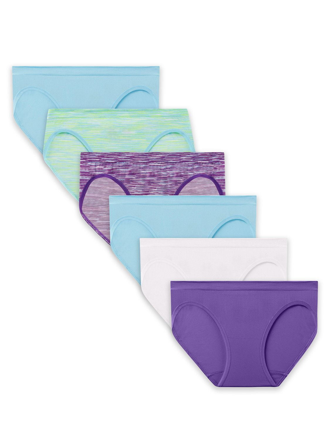 Fruit of the Loom Girls Seamless Bikini Underwear, 6-Pack, Sizes 6-16