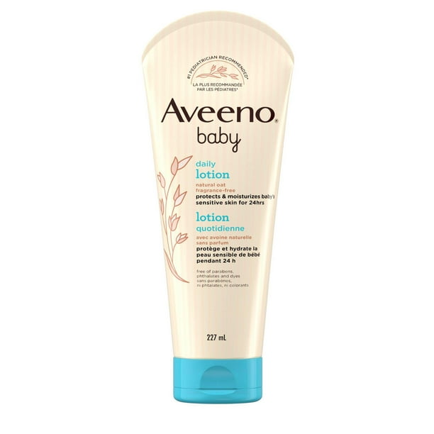 Aveeno Baby Lotion quotidienne, crème hydratante pour la peau sensible de bébé - avoine naturelle, sans parfum 227 ml
