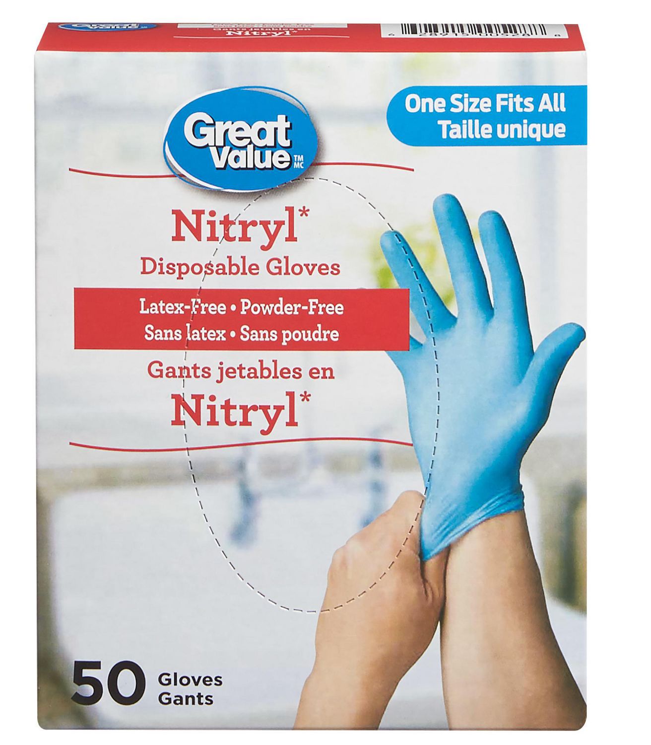 Gants jetables en nitryl de Great Value 50 gants, taille unique