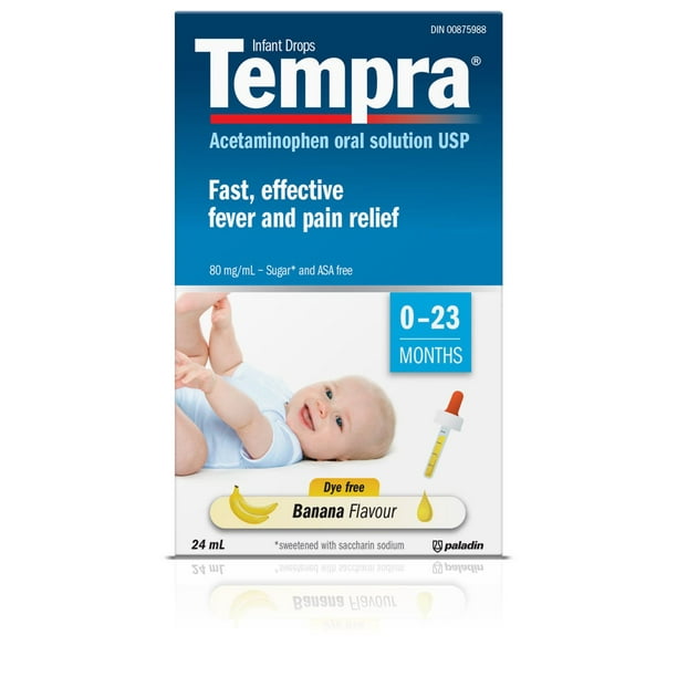 Gouttes pour nourrissons pour soulagement de fièvre et douleur de TempraMD - arôme de banane 24 ml