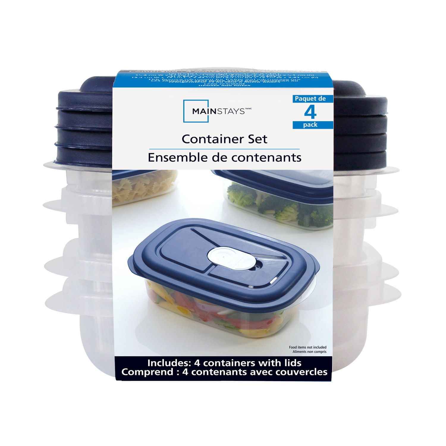 Mainstays 4Pack Food Storage Containers Set with Microvent Lids Walmart Canada