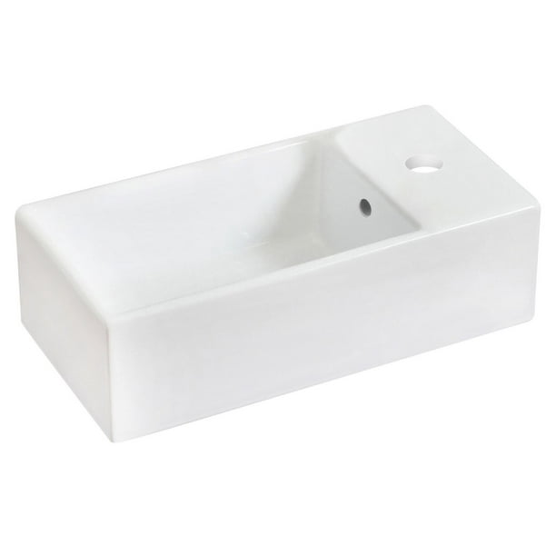 Lavabo vasque rectangulaire blanc American Imaginations, 45,72 cm de largeur par 25,4 cm de profondeur, couleur blanc, pour robinet simple.