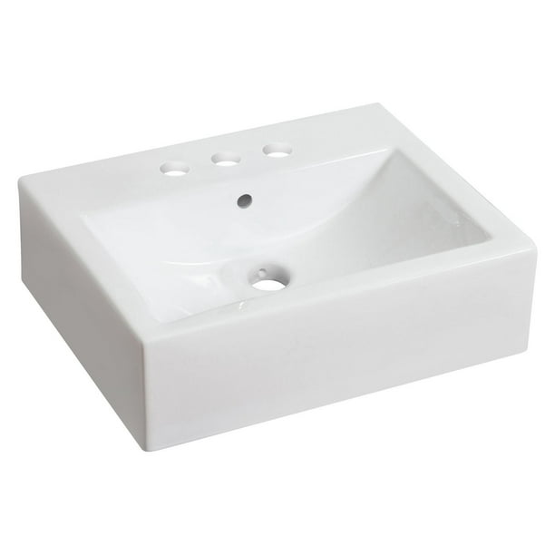 Lavabo vasque rectangulaire American Imaginations, 52,07 cm de largeur par 40,64 cm de profondeur, couleur blanc, pour robinet de 10 cm.