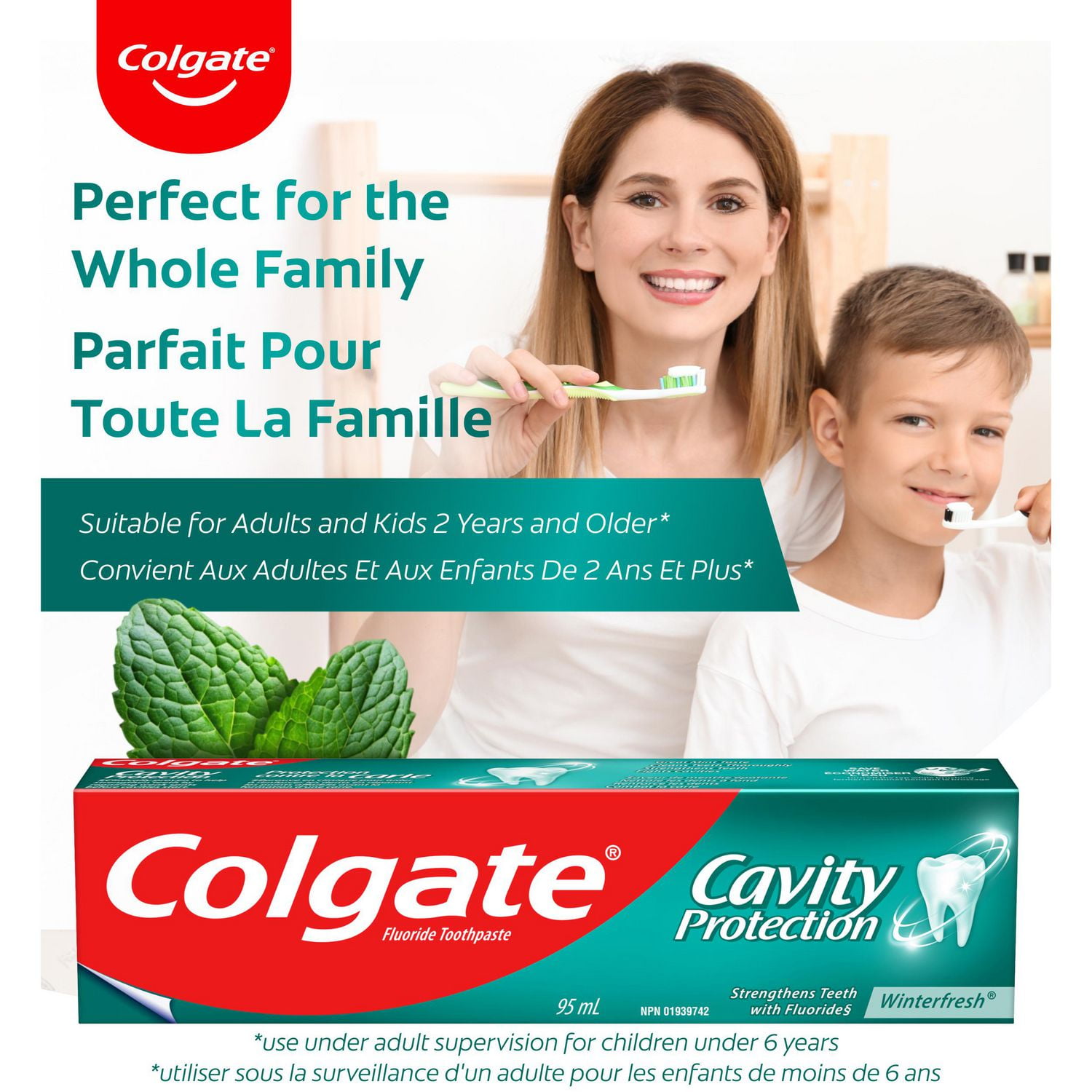 Colgate Cavity Protection Fluoride Toothpaste, Winterfresh, 95 mL