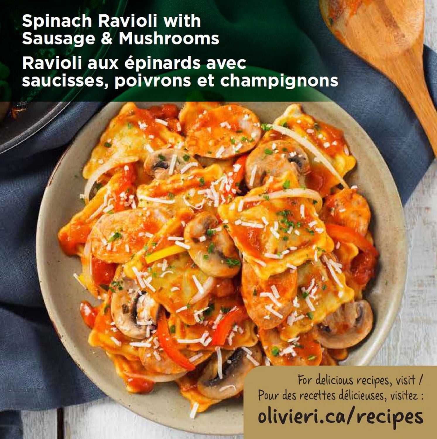 Ravioli aux épinards et ricotta Olivieri Pâtes fraîches, 2 x 225 g