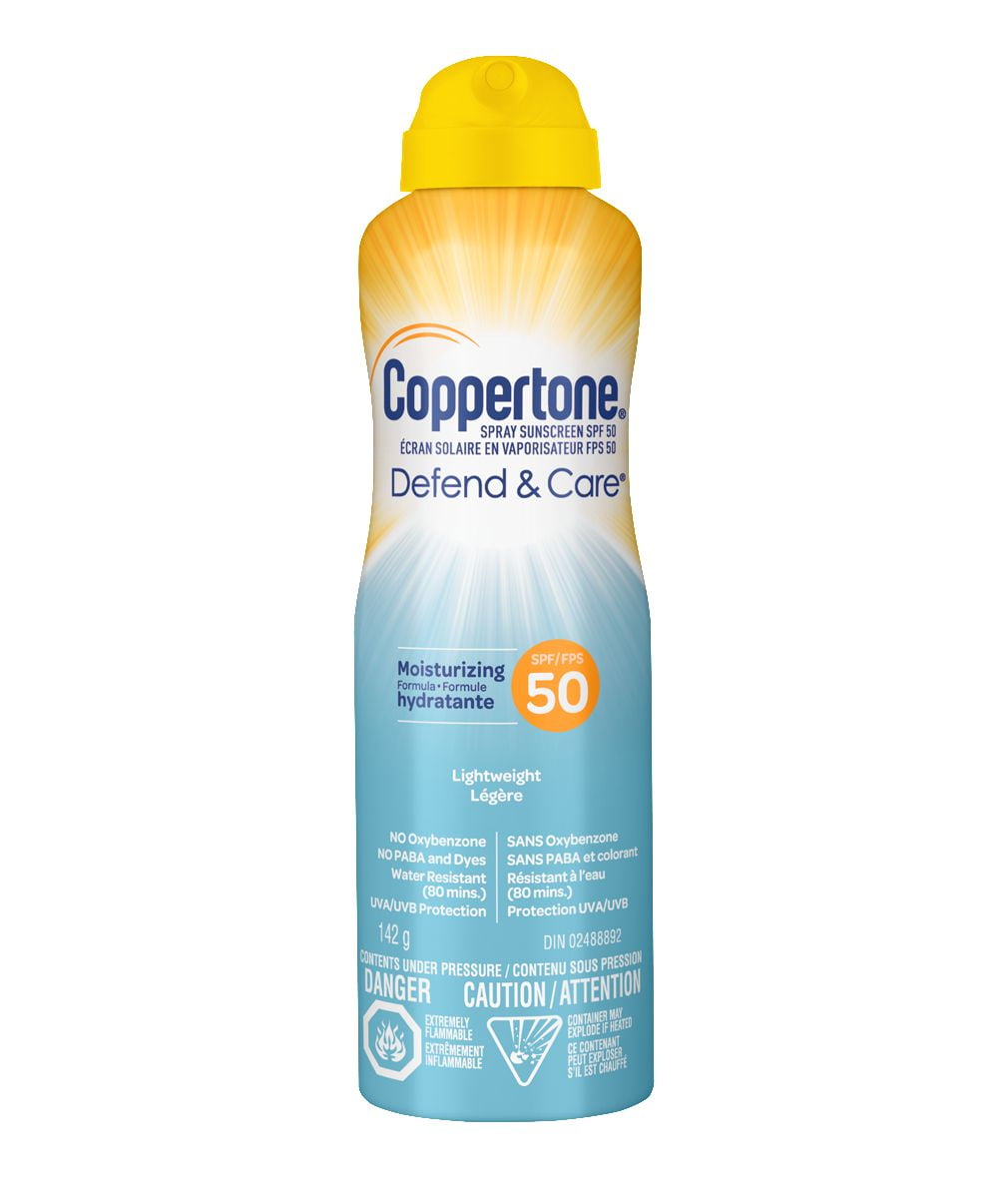 Coppertone Defend and Care Sunscreen Spray Spf 50, Lightweight Body