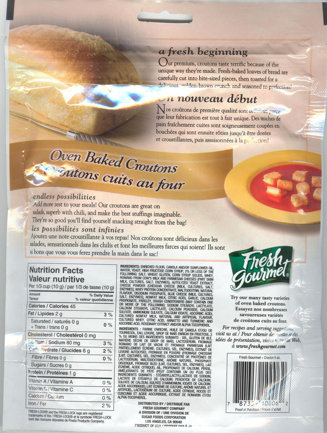 Fresh Gourmet Cheese & Garlic Premium Croutons, 142 g