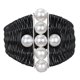 Miabella Bracelet avec perles d'eau douce blanches de culture ronde 9-10 mm en cuir et argent sterling, 7 pouces en longueur – image 4 sur 5