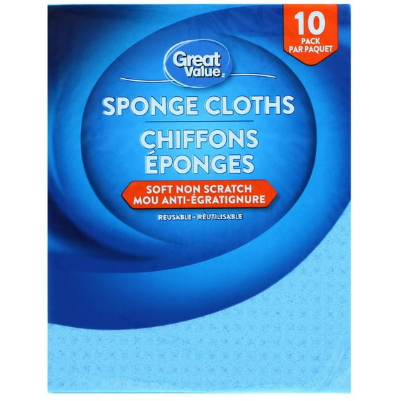 Great Value Sponge Cloths, 10 Pack