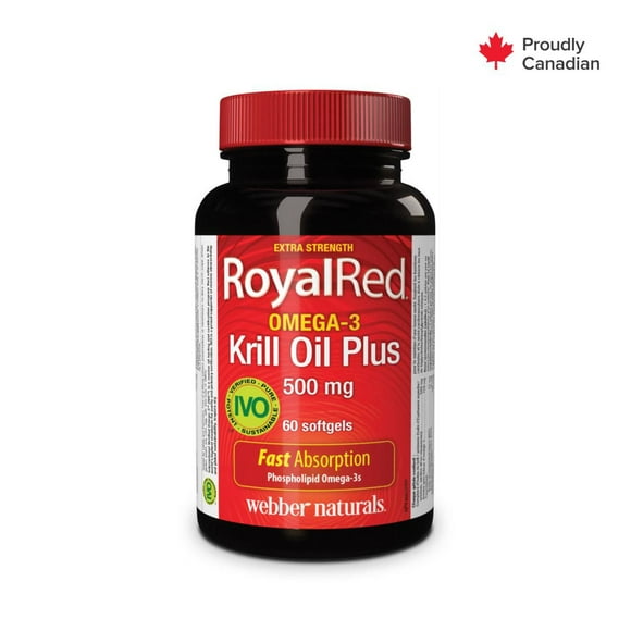 Webber Naturals® RoyalRed® Omega-3 Krill Oil plus, 500 mg, 60 Softgels