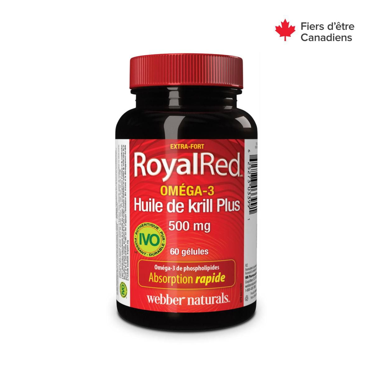 Webber Naturals RoyalRed Oméga-3 Huile de krill Plus, 500 mg 60 gélules