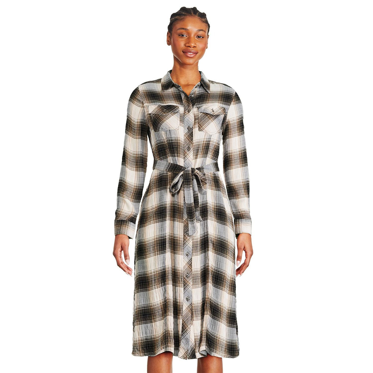 George Women s Belted Shirt Dress Walmart