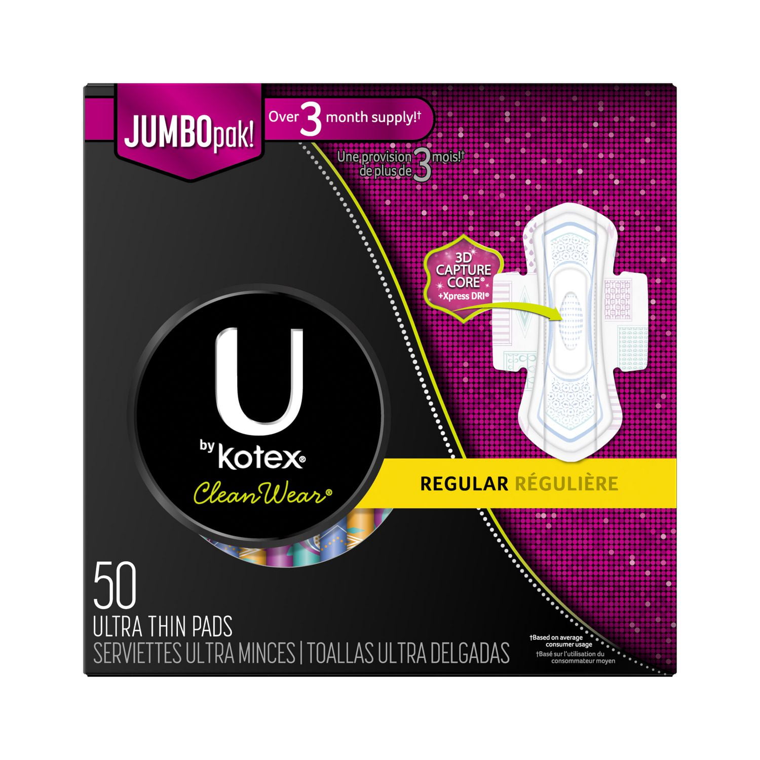 U by Kotex AllNighter Ultra Thin Overnight Pads with Wings, Fragrance-Free,  28 Count (Pack of 3)