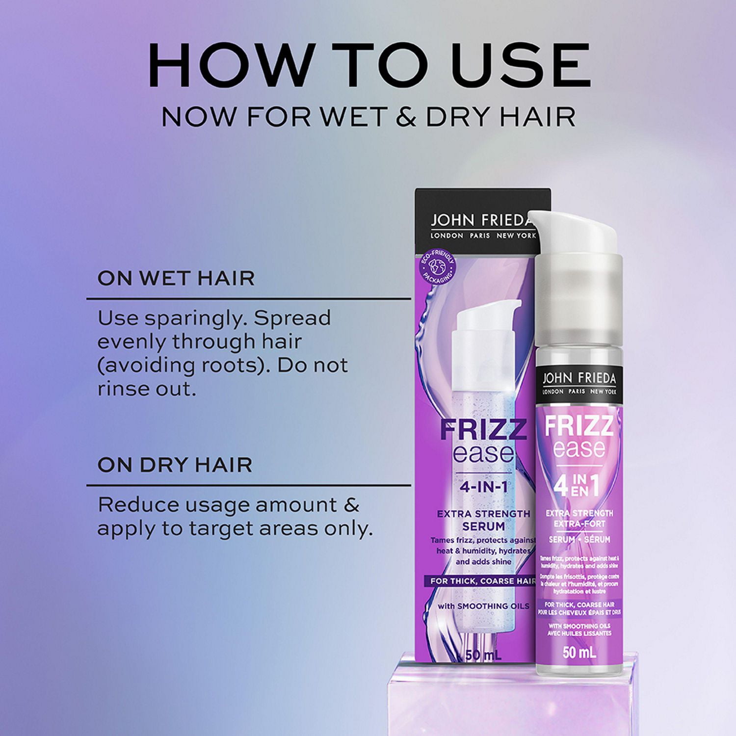 John Frieda Frizz Ease Extra Strength Serum for Frizz-Free Hair, Ideal for Thick, Coarse Hair, 50 mL