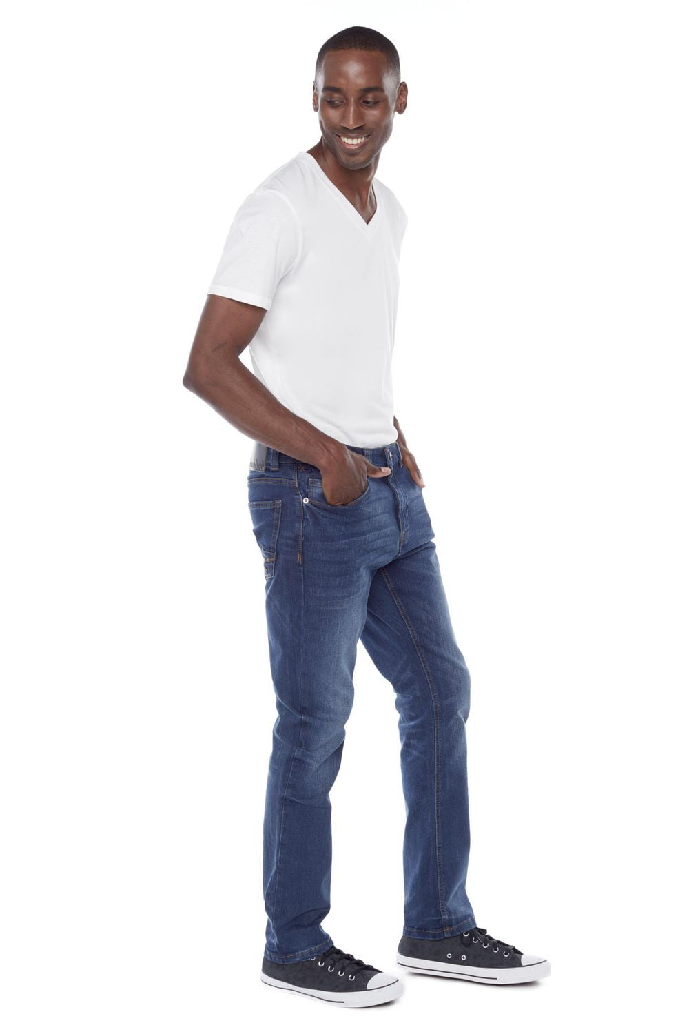 Jeaniologie™ Jean coupe droite 5 poches pour homme Jeaniologie MC | Délavé moyen 28 -38