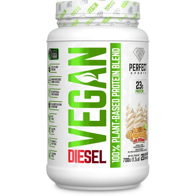 PERFECT Sports - DIESEL Vegan 100% Plant Based Protein Powder, Vanilla Ice Dream (700g)