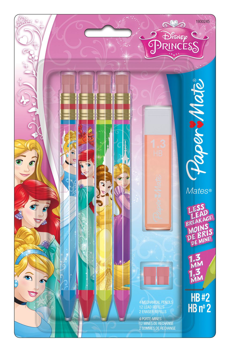 Paper Mate Mates Disney Princess 1.3mm HB#2 Mechanical Pencil 4-Pack 